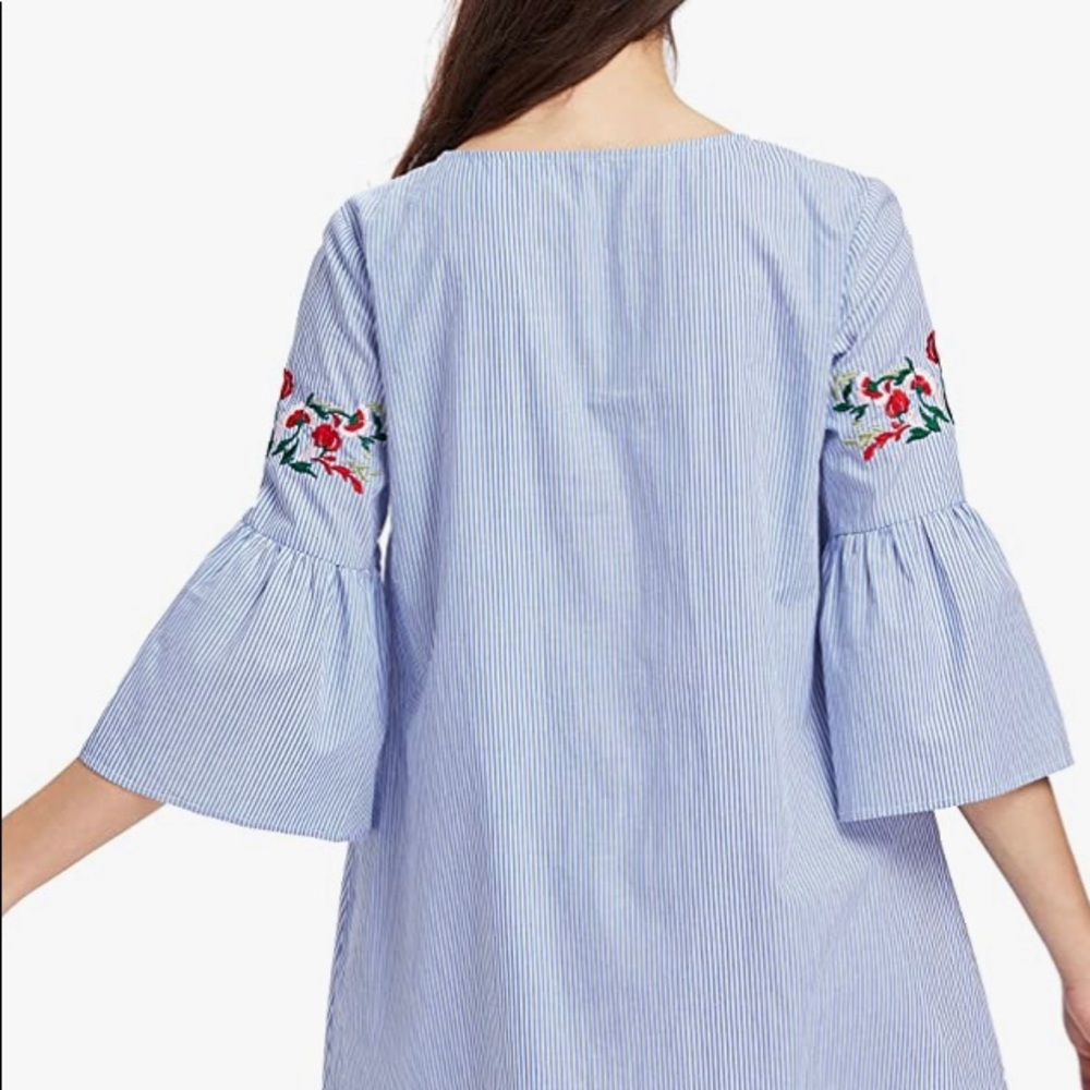 Bell Sleeve Embroidered Tunic Dress - Picture 2 of 2